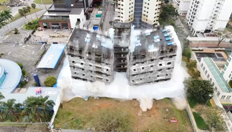 prédio abandonado é implodido em sjc