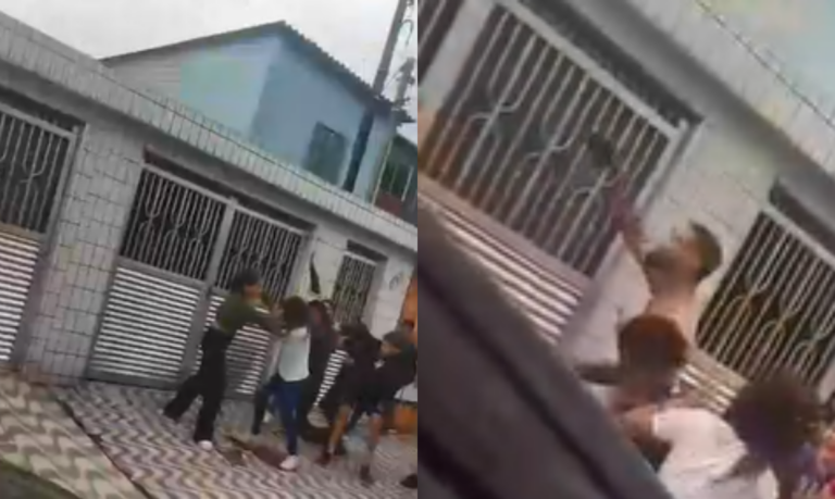 Briga de alunas acaba com arma na cabeça em São Vicente; VÍDEO
