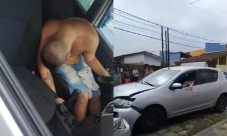 Motorista fica desacordado após bater carro em alta velocidade em Itanhaém
