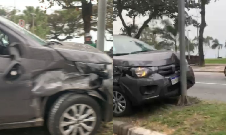 Dois veículos causam acidente em avenida da praia de Santos