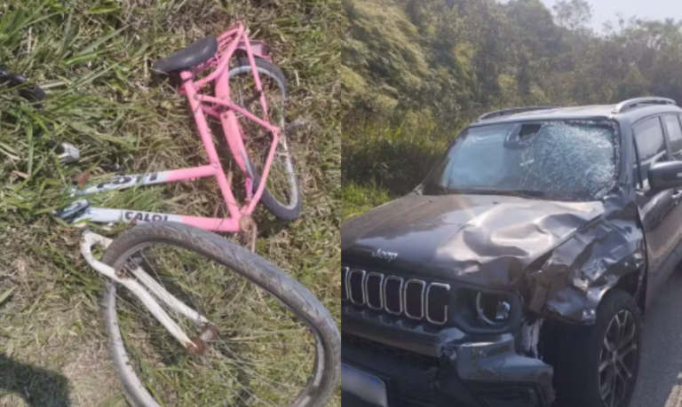 Ciclista morre ao ser atingido por carro enquanto tentava atravessar rodovia no litoral de SP