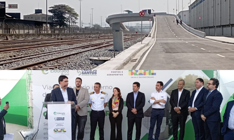 Ministro de Portos e Aeroportos inaugura viaduto e viário no Porto de Santos