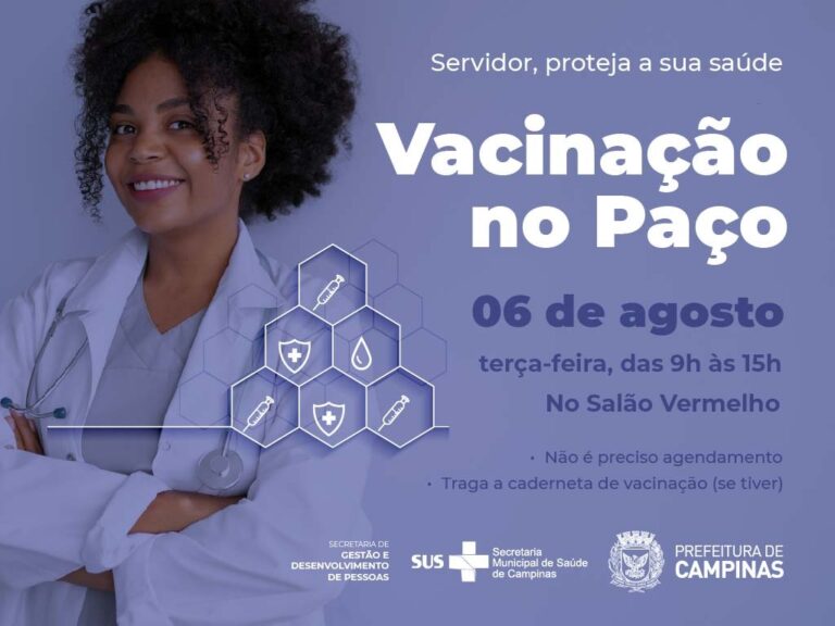 Paço Municipal recebe ação de vacinação para servidores nesta terça-feira, 6 de agosto
