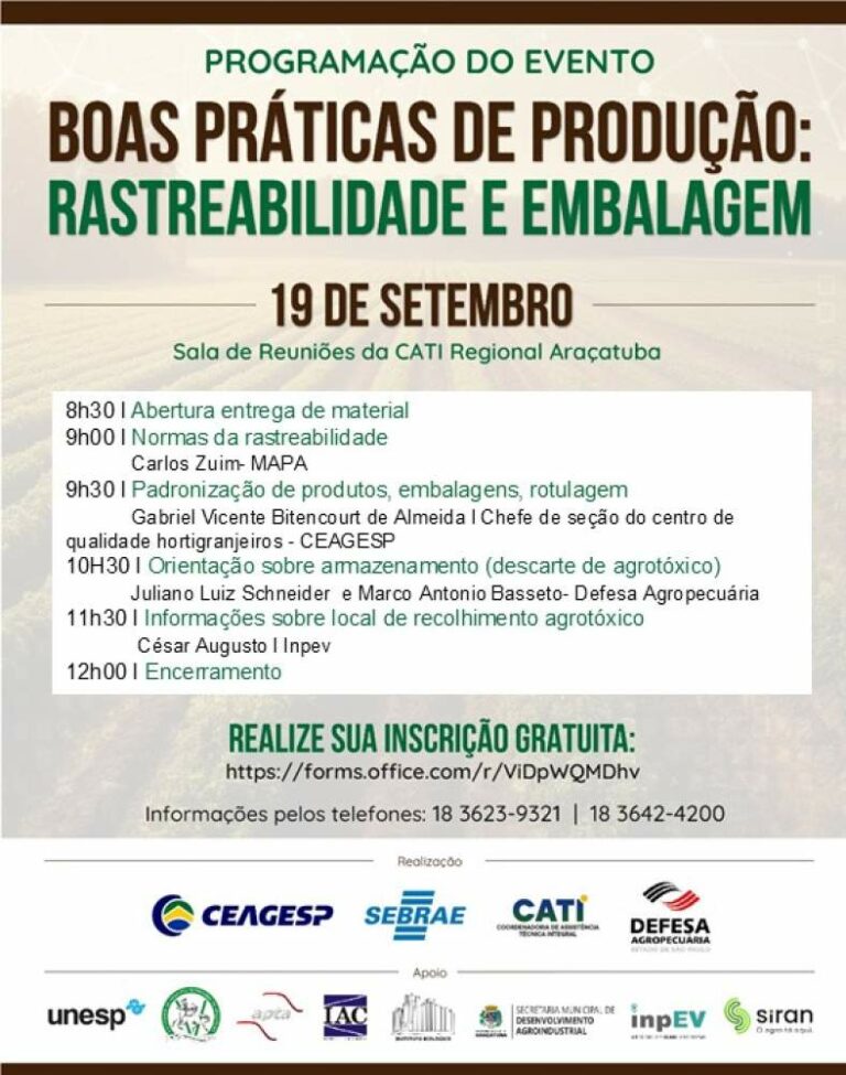 Sebrae-SP promove evento para produtores rurais sobre ‘Boas Práticas de Produção’ em Araçatuba