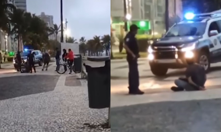 Ladrão tenta roubar celular e é detido pela população até a chegada da GCM em Praia Grande