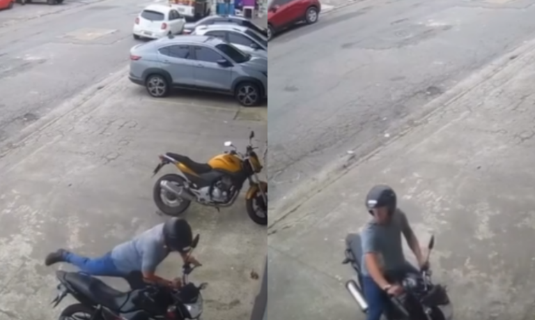 Criminoso rouba moto à luz do dia em uma das principais avenidas do Guarujá; Veja o vídeo