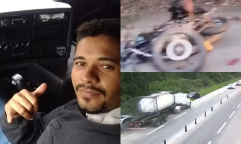 Vídeo da PM mostra caminhoneiro embriagado que matou um e causou acidentes em rodovia do litoral sendo preso