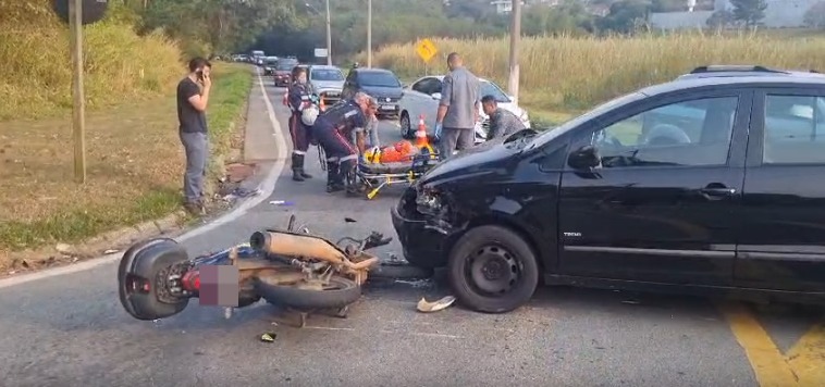 Motociclista fica ferido após colisão em Valinhos