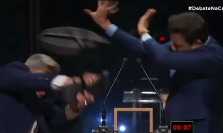 Datena agride Marçal com cadeirada e é expulso de debate da TV Cultura;VÍDEO