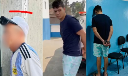 Suposto assassino de Igor Peretto foi acordado pela PM enquanto dormia na casa do tio da amante e esposa da vítima; VÍDEO