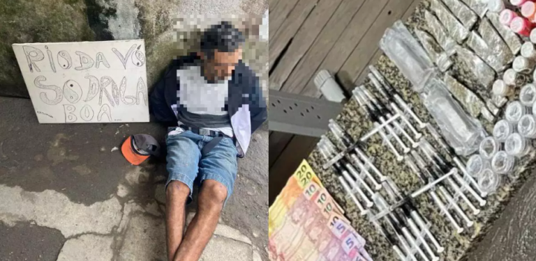 GCM prende traficante de São Vicente com placa ‘só droga boa’