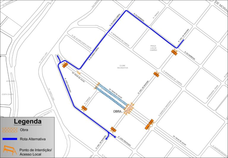 Prefeitura anuncia interdição total do cruzamento da avenida Nove de Julho; confira as rotas alternativas