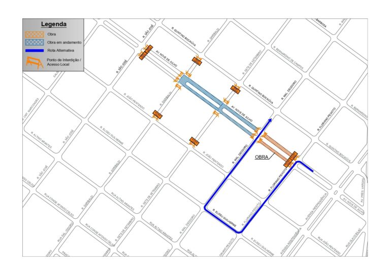 Prefeitura anuncia interdição total da avenida Nove de Julho, entre as ruas Marechal Deodoro e Floriano Peixoto