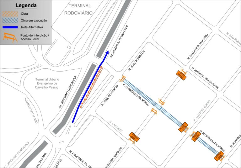 Prefeitura anuncia interdição da avenida Jerônimo Gonçalves; bloqueio ocorre entre a rua José Bonifácio e rua Florêncio de Abreu