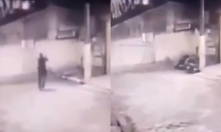 Homem foge de abordagem e acaba caindo de muro em cima de guarda em Praia Grande;VÍDEO