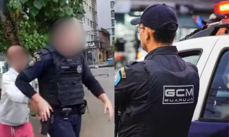 Homem tenta roubar arma de GCM em Guarujá e é preso; VÍDEO