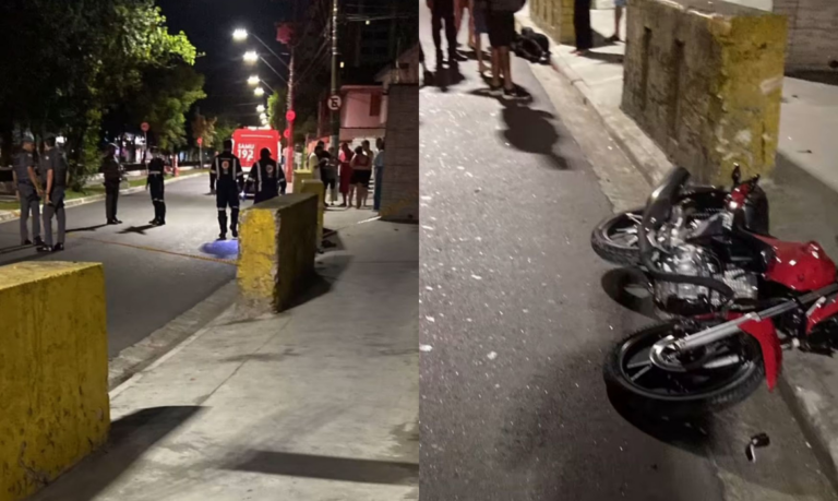 Motociclista morre ao colidir contra muro em “curvão” no canal 1, em Santos