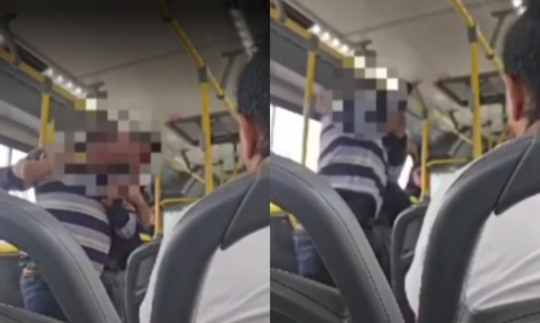 VÍDEO: Idoso é agredido e ataca homem com ‘mata-leão’ dentro de ônibus em Santos