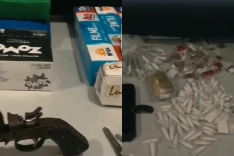 Traficante é preso com diversas porções de drogas e uma arma