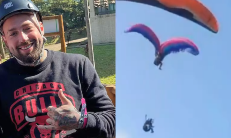 Piloto de paraglider morre e outro fica ferido durante voo em Guarujá; VÍDEO