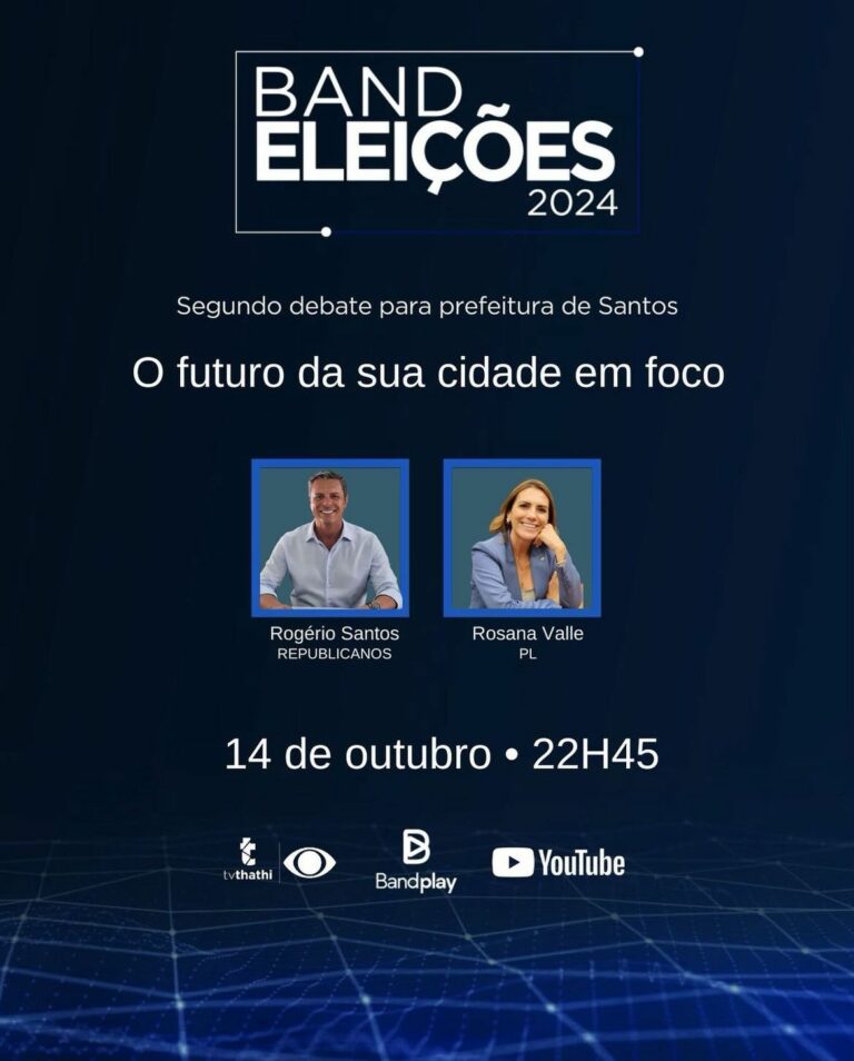 AO VIVO! Está no ar o primeiro debate do 2ª turno dos candidatos à prefeitura de Santos; Assista aqui