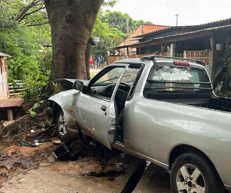 Carro bate em árvore no Pq. das Indústrias e motorista é socorrido
