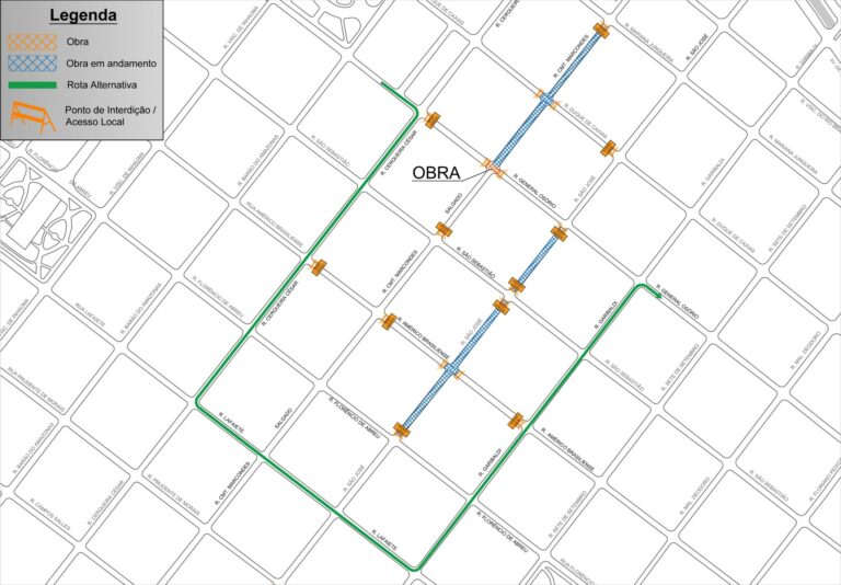 Cruzamento da rua Comandante Marcondes Salgado com a rua General Osório será interditado hoje; confira a rota alternativa