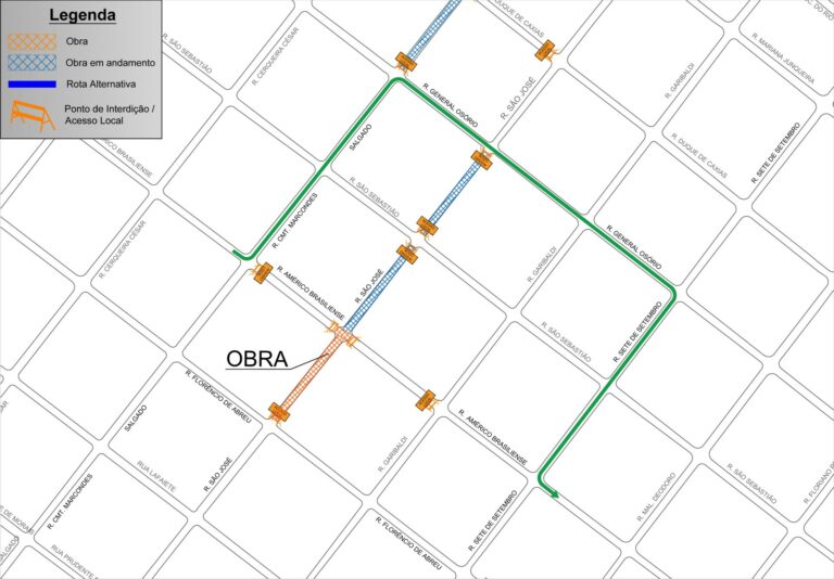 Obra prevista em 40 dias bloqueia o trânsito da rua São José; confira as rotas alternativas