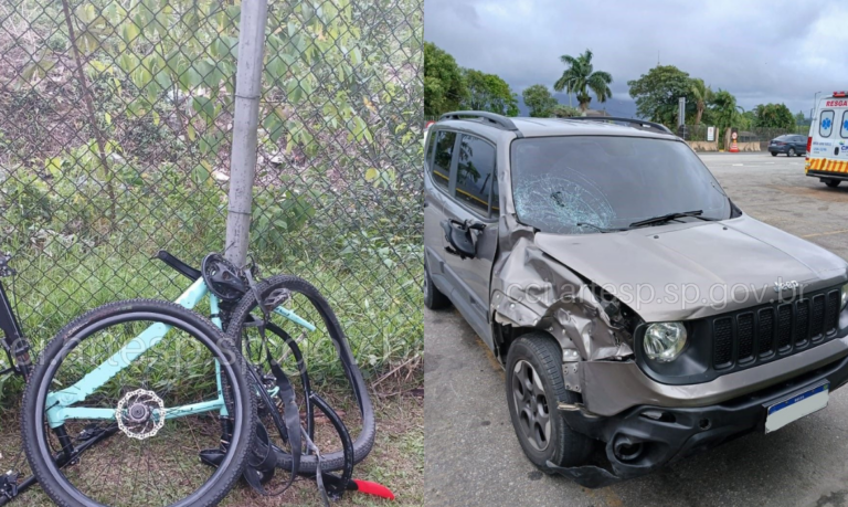 Ciclista morre atropelado em rodovia do litoral de SP após pular mureta central 