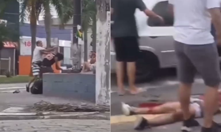 Briga em rua de Praia Grande acaba com homem morto a facadas e agressor preso; VÍDEO
