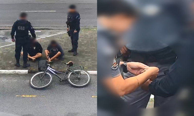 Ladrões de ‘correntinha’ são presos pela GCM de São Vicente após crime em cidade vizinha; VÍDEO