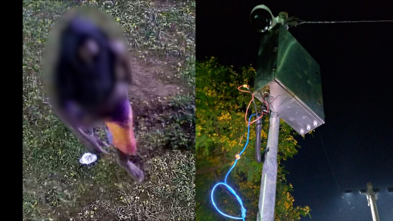 O homem foi flagrado subindo em um posto de monitoramento. Durante a ação, ele removeu o cabo de conexão da câmera, danificando e desconectando o sistema, embora não tenha rompido o cabo.