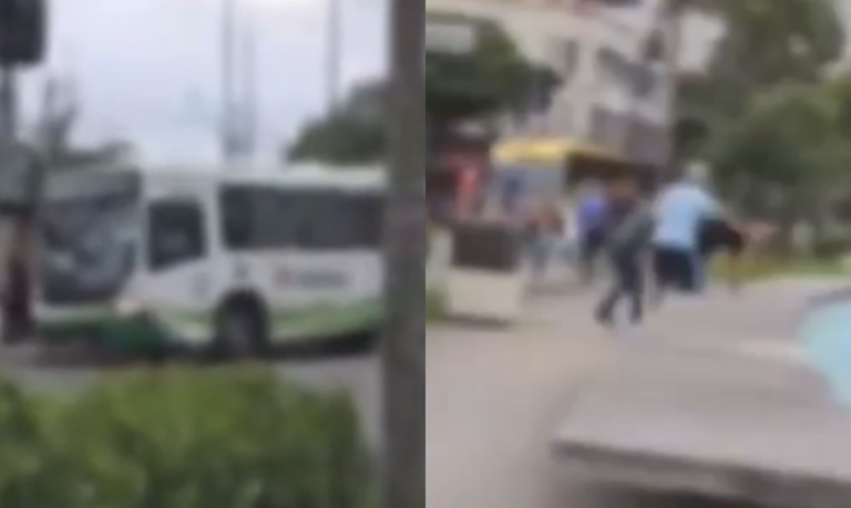 Homem agride motorista de ônibus municipal e passageiro revida ataque em Santos; VÍDEO