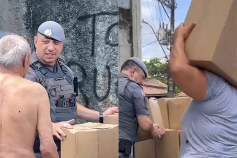 Policias fazem doações de cestas básicas em comunidade do litoral