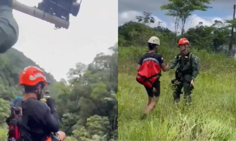 Veja vídeo do resgate do repórter da Band e amigos que estavam desaparecidos após entrarem em trilha em direção a Itanhaém