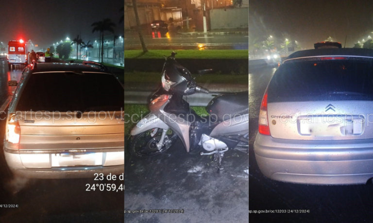 Acidente envolvendo três veículos resulta em morte de mulher em rodovia do litoral de SP