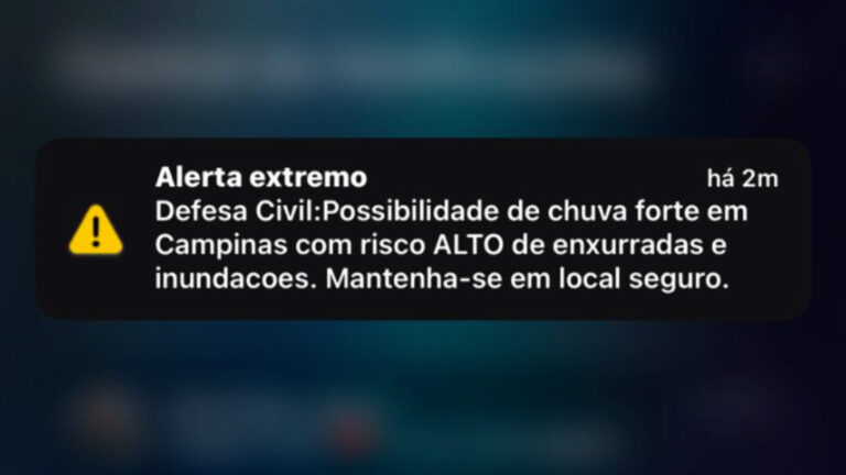 Celulares na região de Campinas recebem alerta pela primeira vez por conta da chuva forte