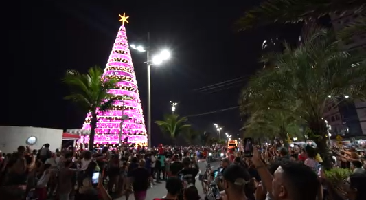 Maior árvore de natal da região está em Praia Grande; Confira