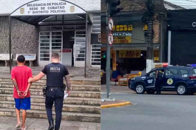 Homem tenta assaltar loja ameaçando vítimas com faca e acaba preso em Cubatão