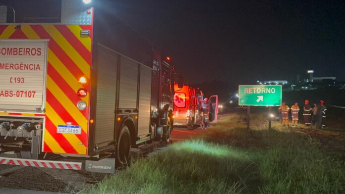 Carro capota na rodovia após atropelar capivaras Carro capota na rodovia após atropelar capivaras