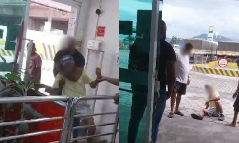 Idoso é agredido por segurança de posto de combustível em Cubatão; VÍDEO