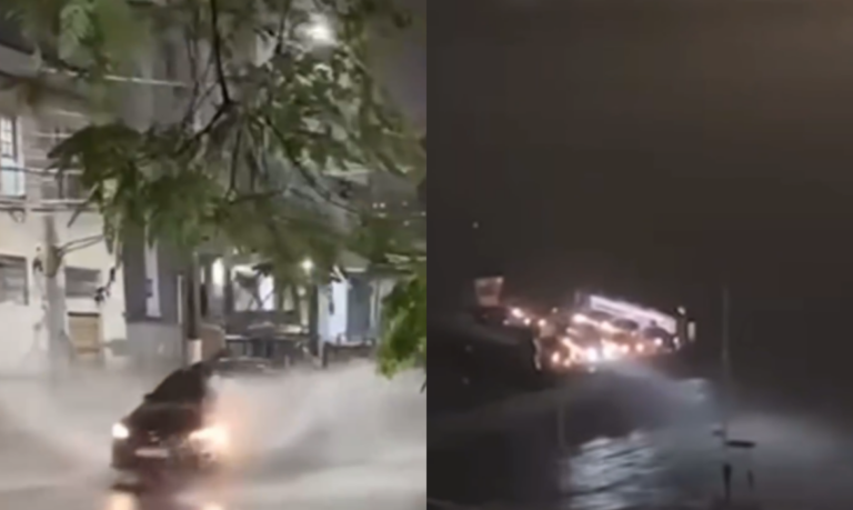 ÁGUA E CAOS! Temporal resulta em ruas alagadas e até balsa de veículos quebrada no litoral de SP