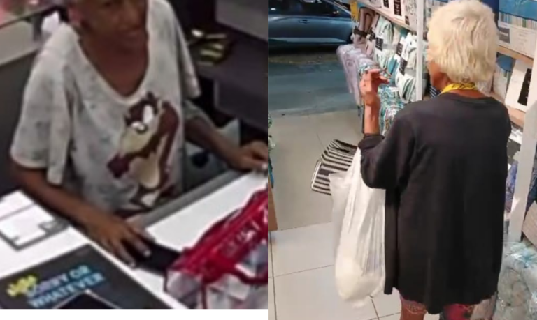 Ela não para! ‘Vovó do crime’ é flagrada furtando duas lojas da Baixada Santista; VÍDEO