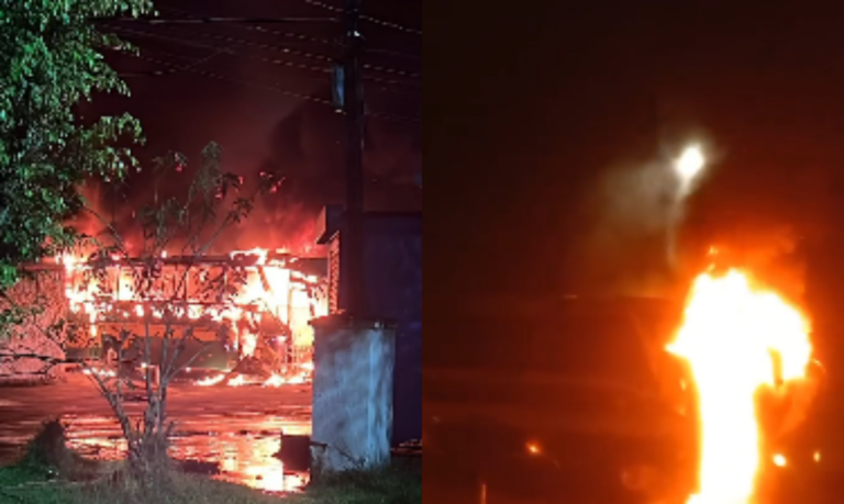 Em meio a greve, ônibus é incendiado em Guarujá; VÍDEO