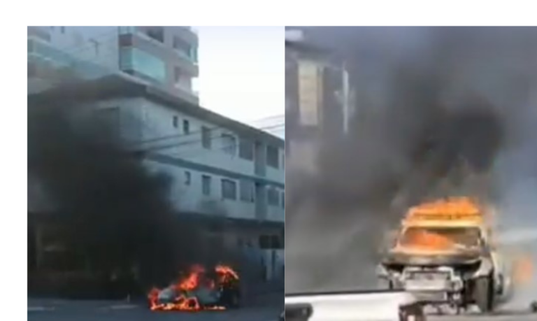 Dois carros pegam fogo em Praia Grande “de repente” e mobilizam Corpo de Bombeiros em menos de meia hora