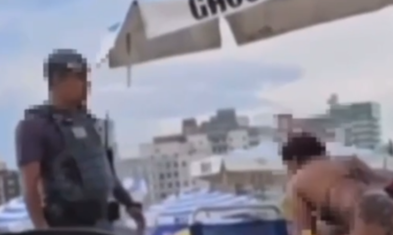 Casal é flagrado ‘se esfregando’ em praia do litoral de SP e PM acaba com momento íntimo; VÍDEO