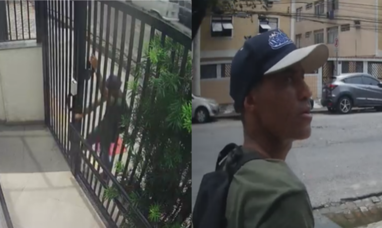 Suspeito força porta, invade prédio residencial à luz do dia em Santos e assusta moradores do Marapé;VÍDEO