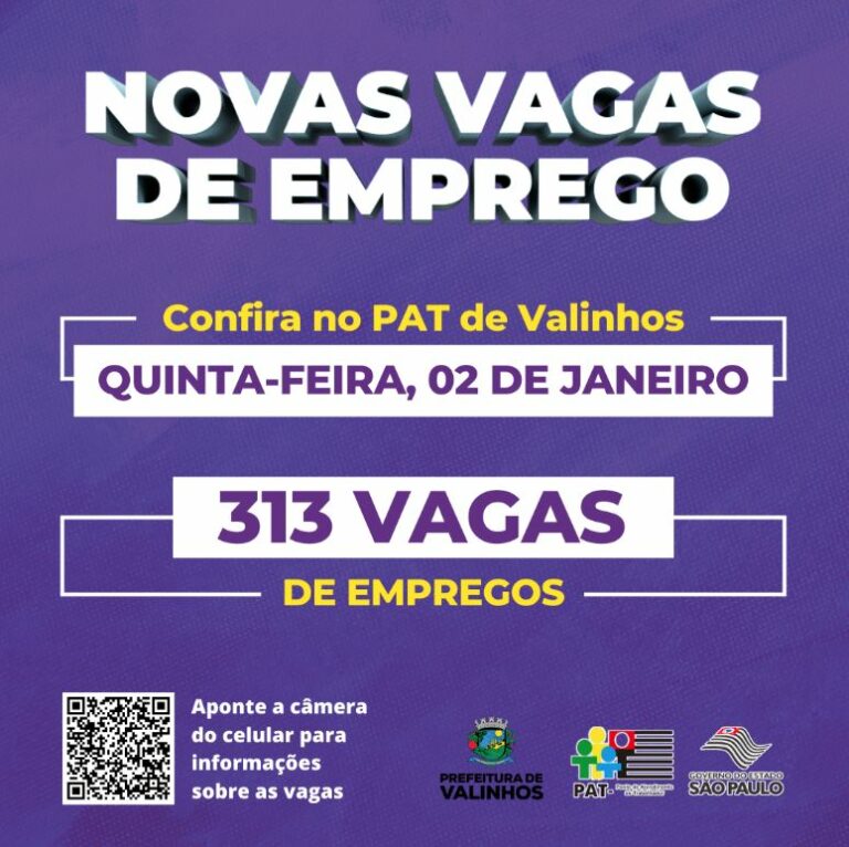 PAT Valinhos começa 2025 com 313 vagas de emprego