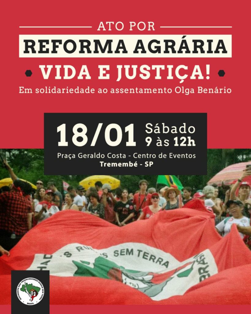 MST marca ato em solidariedade às vítimas do ataque ao assentamento em Tremembé