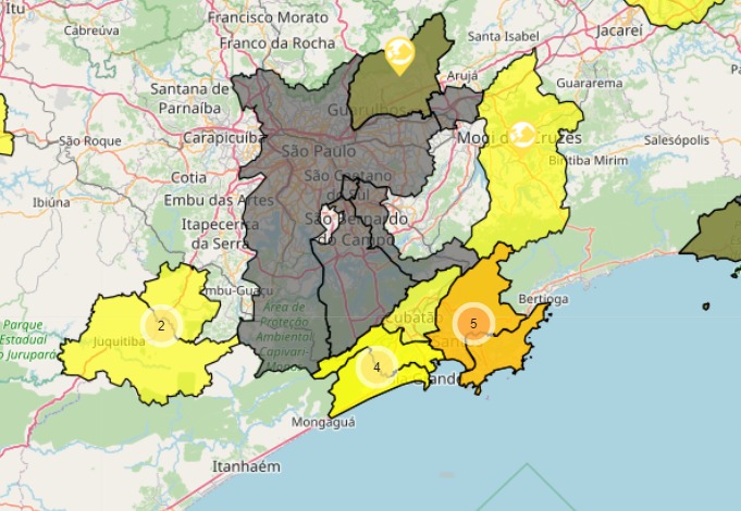 Quatro cidades da região tem alerta para deslizamentos de terra nos próximos dias, afirma Cemaden